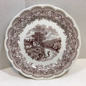VTG Large Scallop Collectible Plate Swiss Couple & Landscape Made in Italy